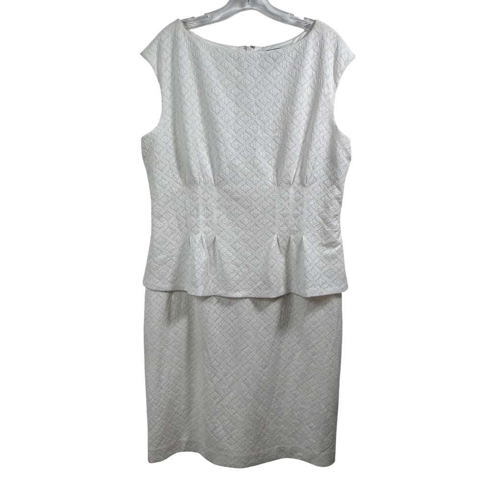 American Living Cream Floral Jacquard Peplum Sheath Dress NWT Size 16